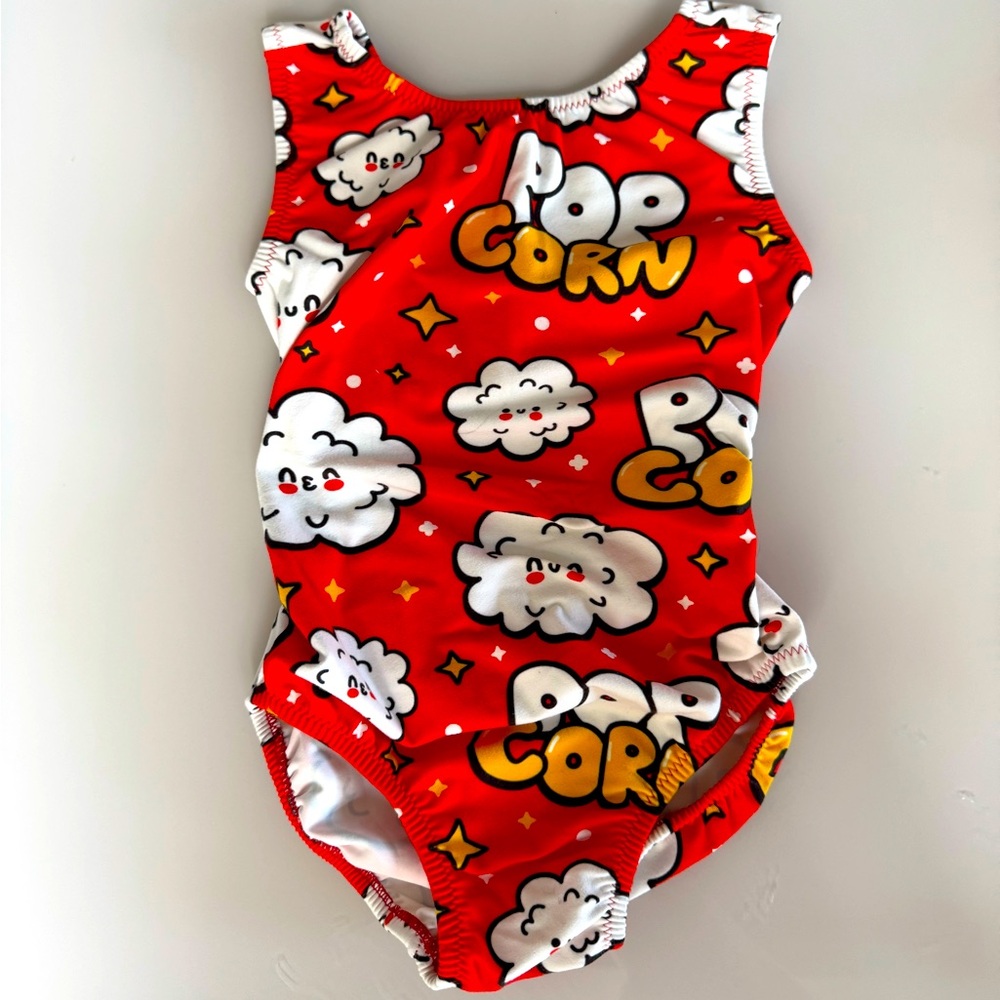 Kids Red Popcorn Print One-Piece Swimsuit
